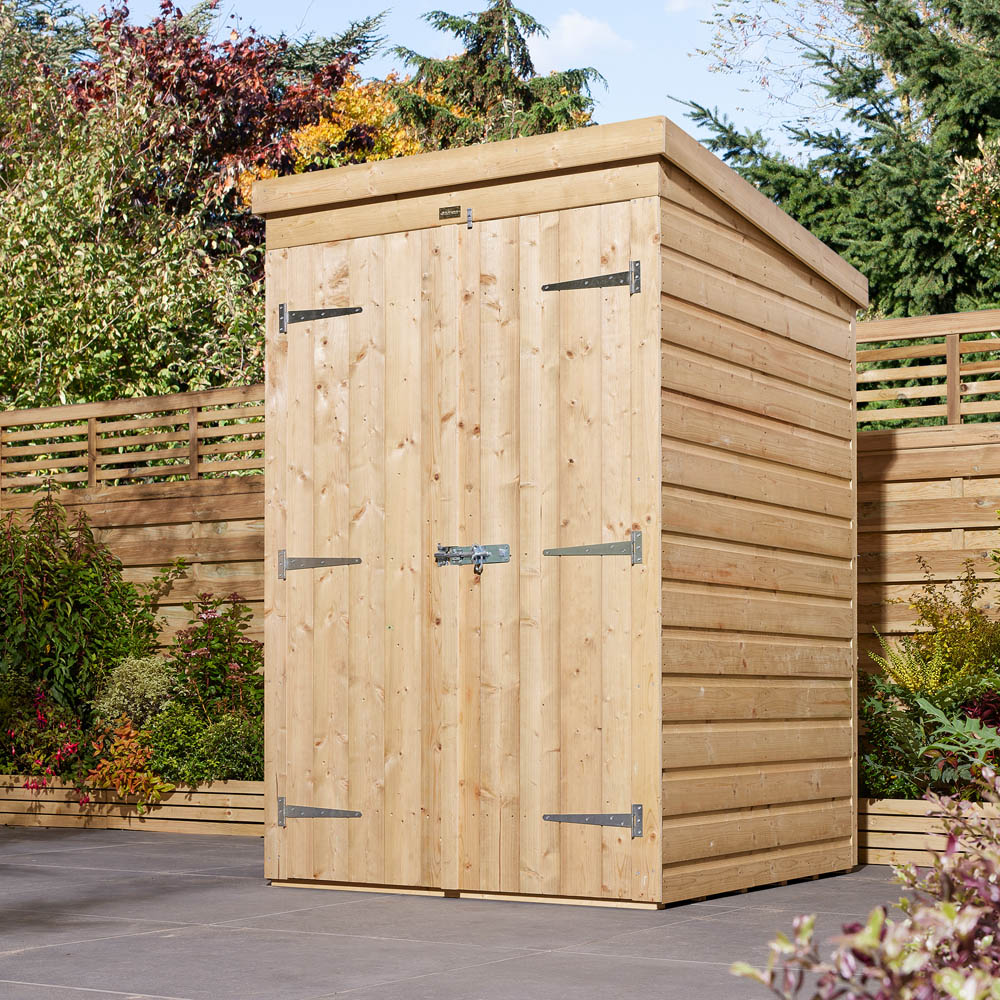 Rowlinson 4 x 4ft Double Door Shiplap Pent Shed Image 3