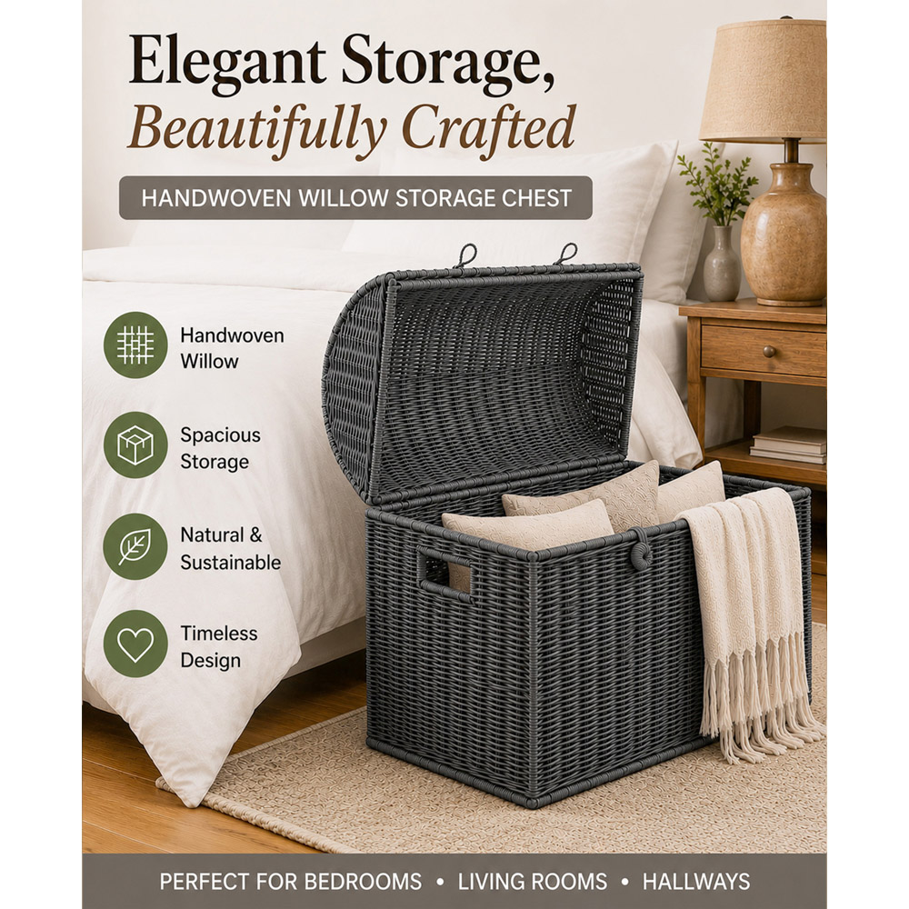 Home Republic Black Rattan Woven Storage Chest Image 6