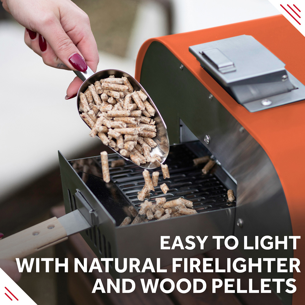 George Foreman Deep Orange 12 inch Wood Pellet Outdoor Pizza Oven with Carry Bag and Paddle Image 6