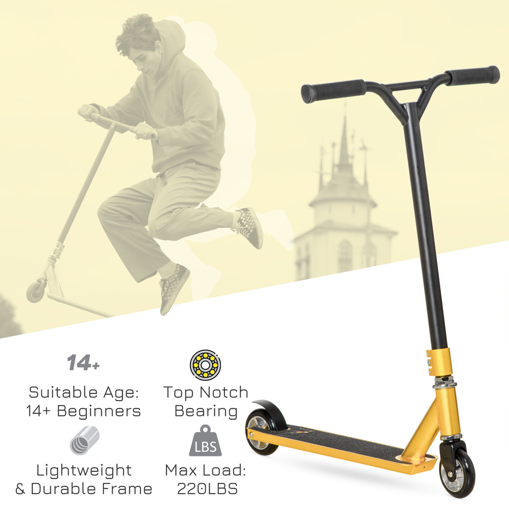 HOMCOM Gold Lightweight Entry Level Complete Trick Kick Stunt Scooter Image 8