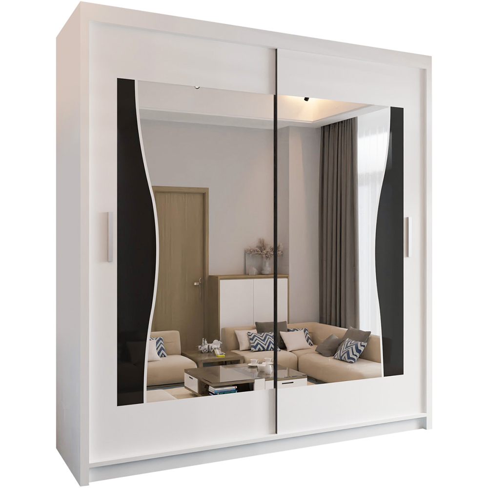 Sliding Wardrobes 4U Batumi 2 Door White Wide Curved Mirrored Wardrobe 203cm Image 2
