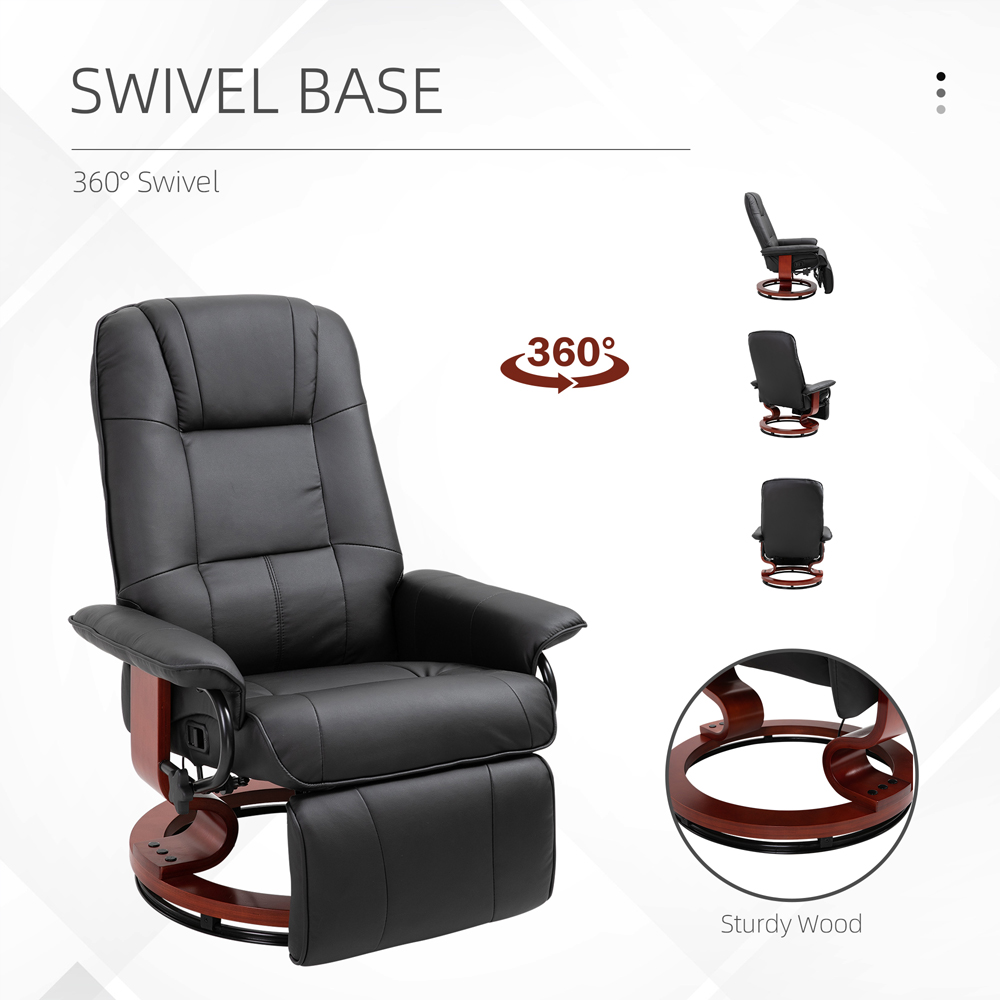 HOMCOM Black Manual Recliner Swivel Reclining Chair Image 7