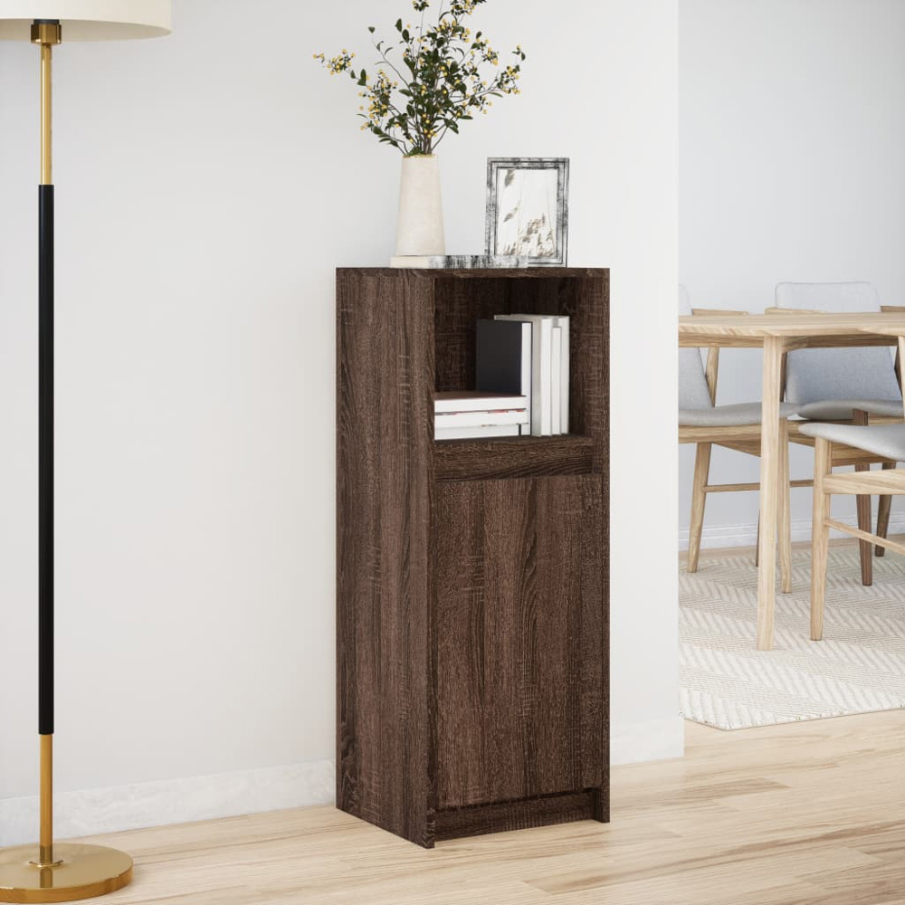 vidaXL Single Door Single Shelf Brown Oak Sideboard with RGB LED Lights Image 4