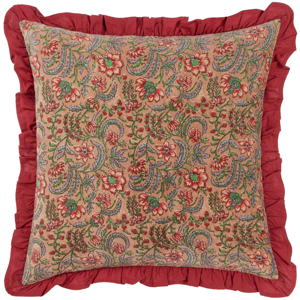 Paoletti Haven Blushing Rose Floral Cotton Velvet Cushion Image 1