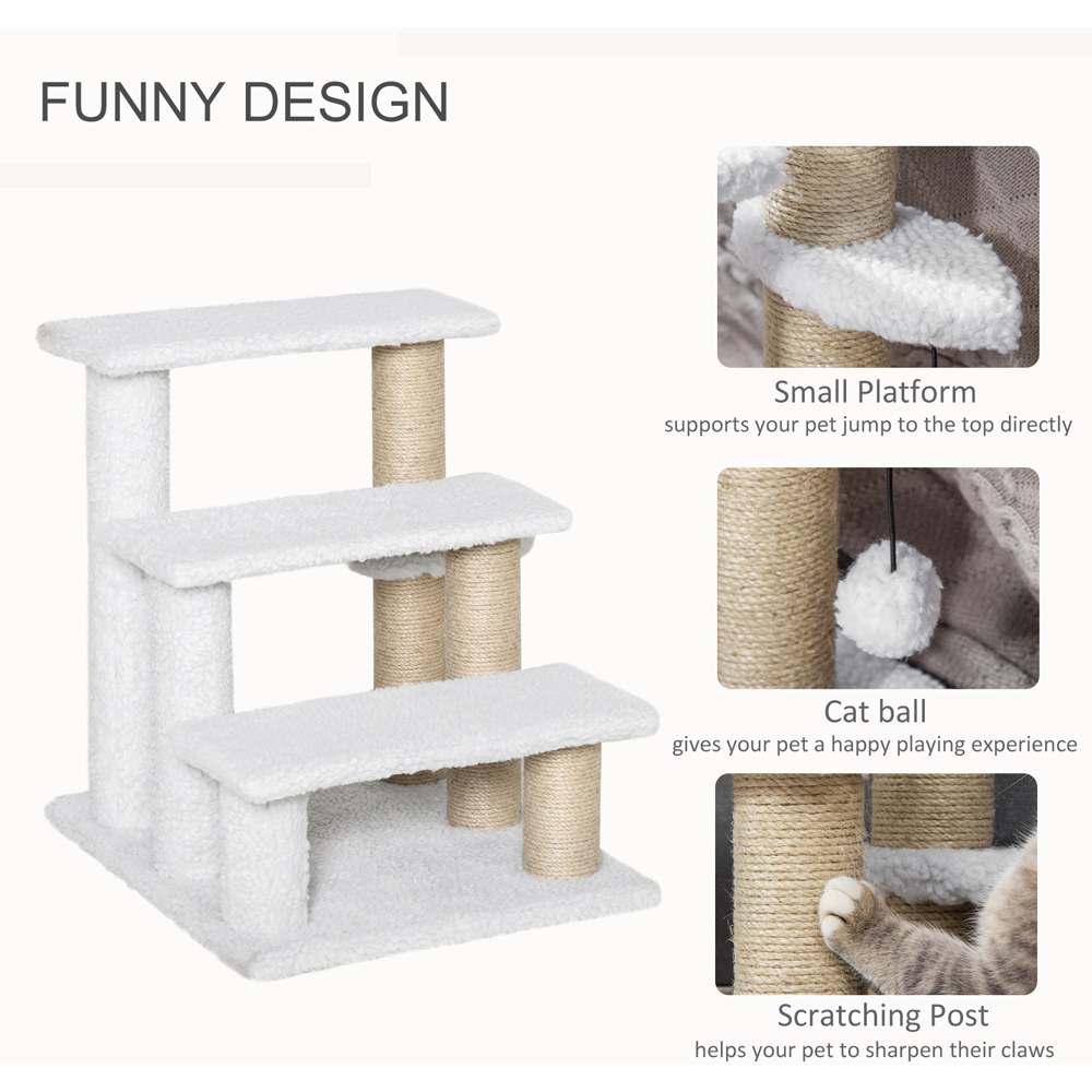 PawHut White 3 Step Pet Stair Image 5