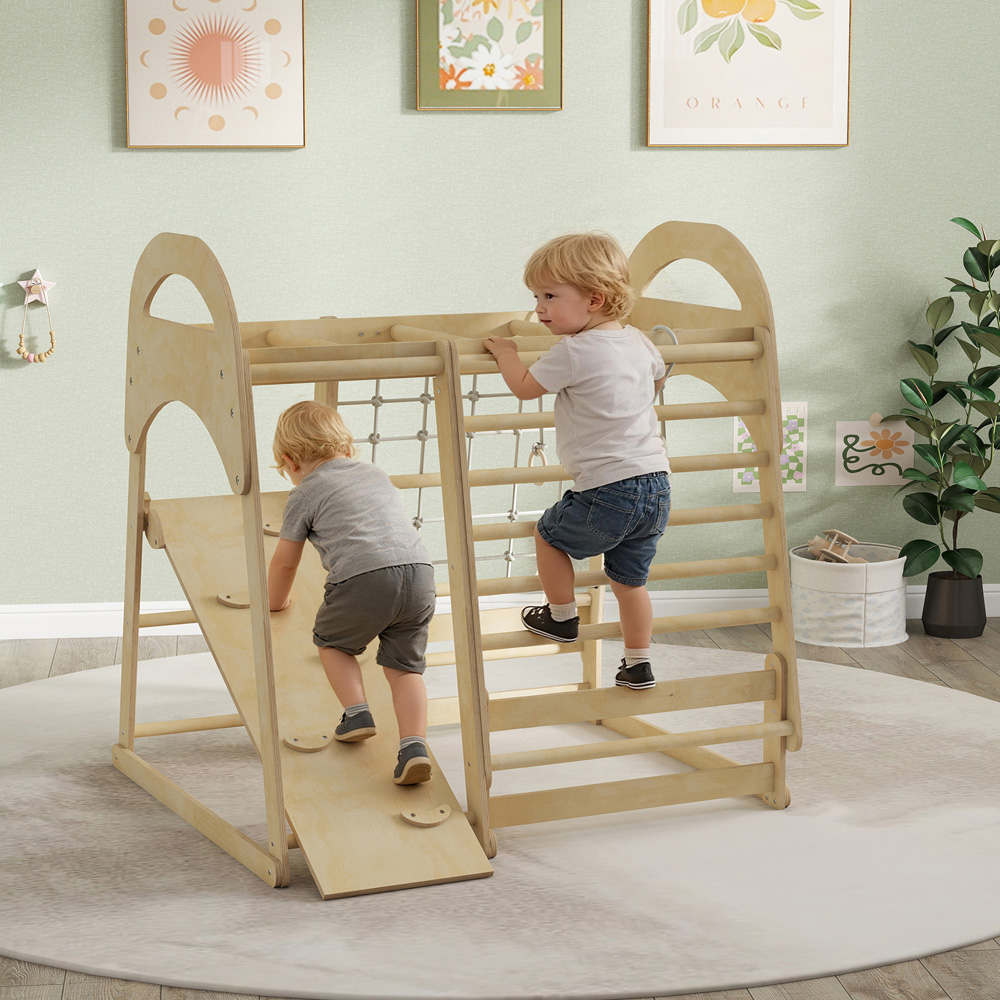 Tommy Toys AIYAPLAY 6-in-1 Kids Indoor Climbing Frame with Slide Monkey Bars and Ladder Image 2