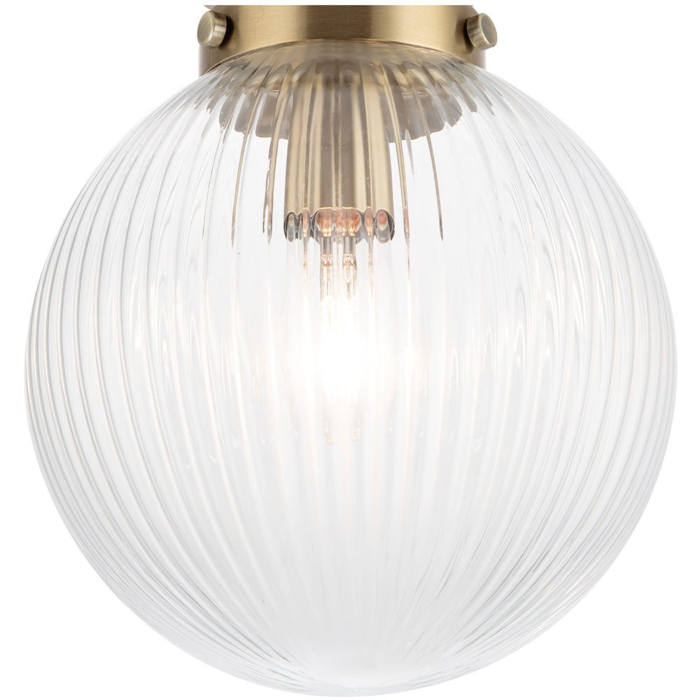 Cosylyte Finley Antique Brass Ribbed Glass Ceiling Light Image 4