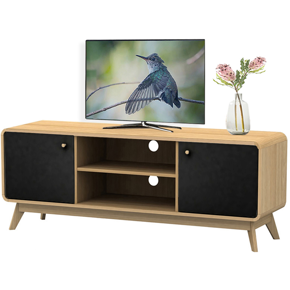 Loft24 Cassie 2 Door 2 Shelf Black Oak TV Stand Image 5