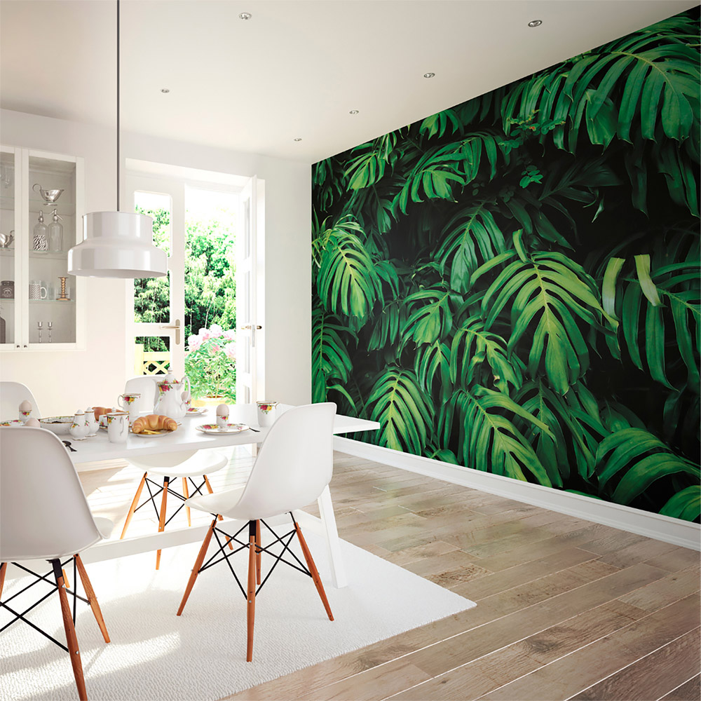 Origin Murals Rainforest Leaves Green Wall Mural Image 3