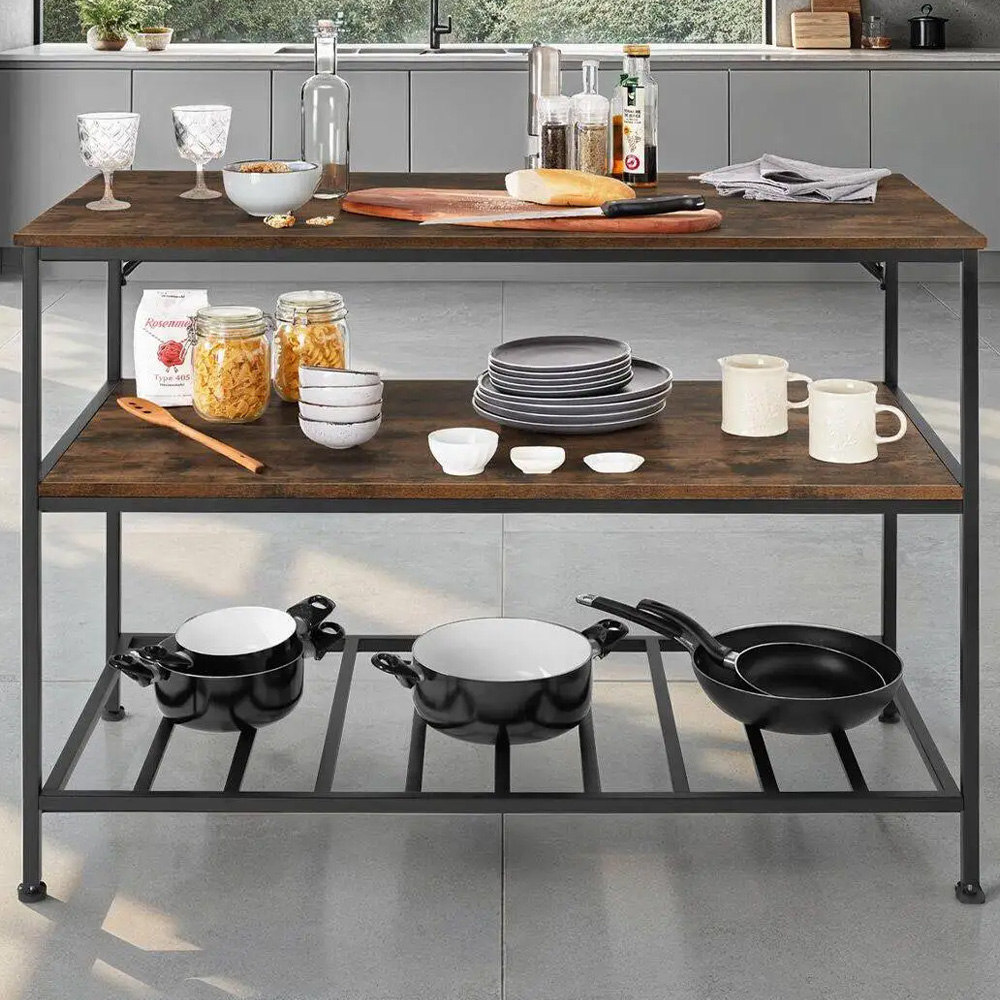 tectake Akeley 3 Shelf Dark Wood Shelving Unit Image 1