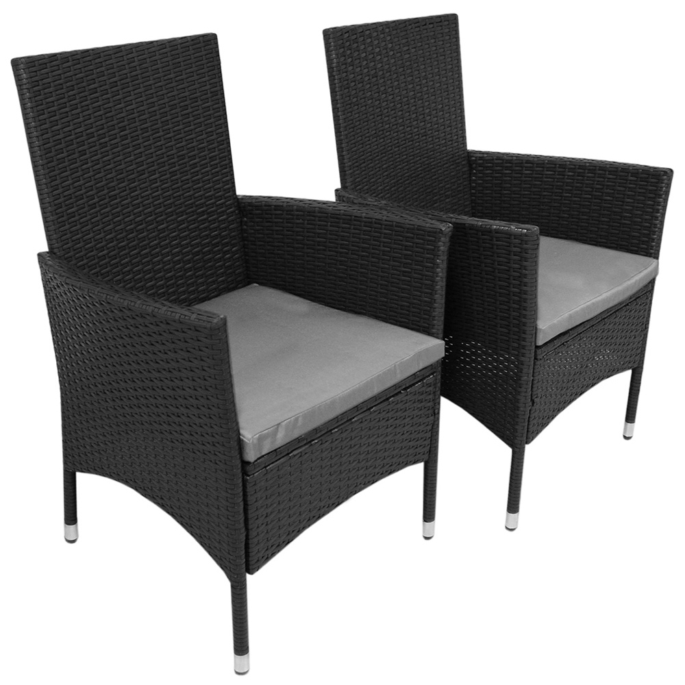 Monster Shop Jardi Rattan Effect 2 Seater Bistro Set Black Image 5