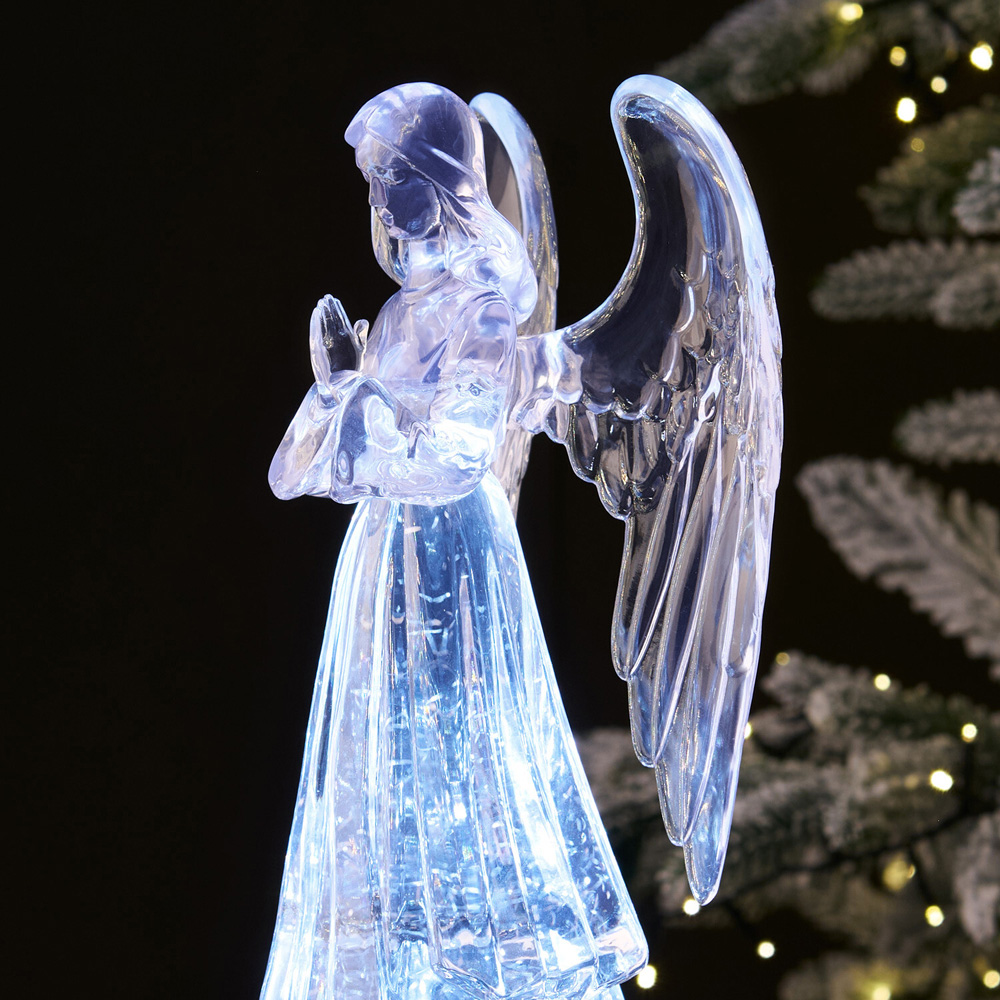 Glitter Spinning Light Up Angel Ornament Clear Image 3