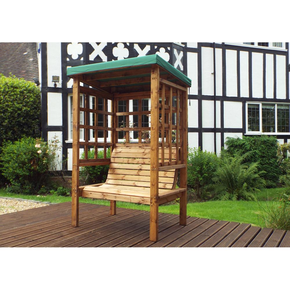 Charles Taylor Bramham 2 Seater Wooden Arbour with Green Canopy Image 7