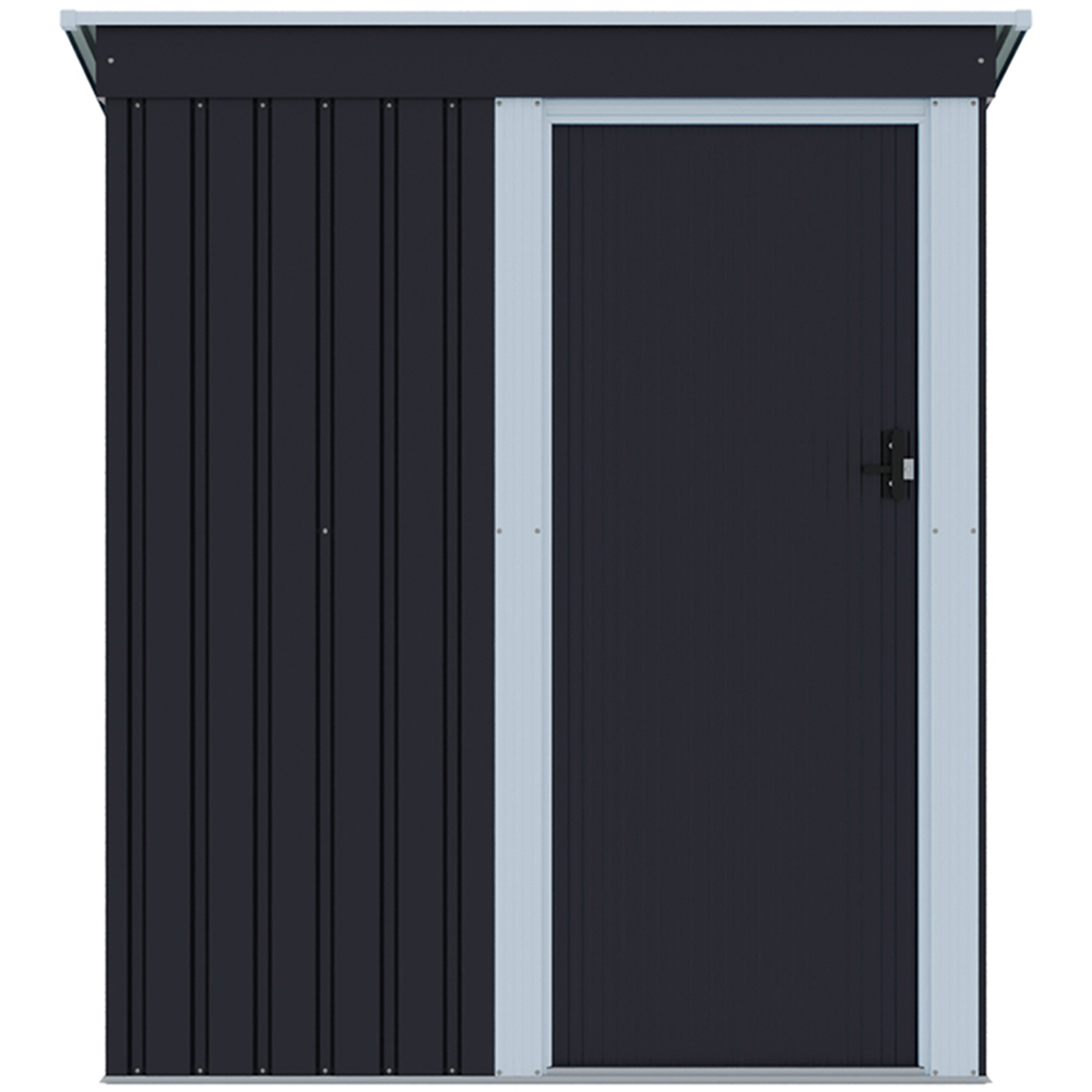 Living and Home 3 x 5ft Black Metal Garden Storage Shed with Lockable Door Image 1