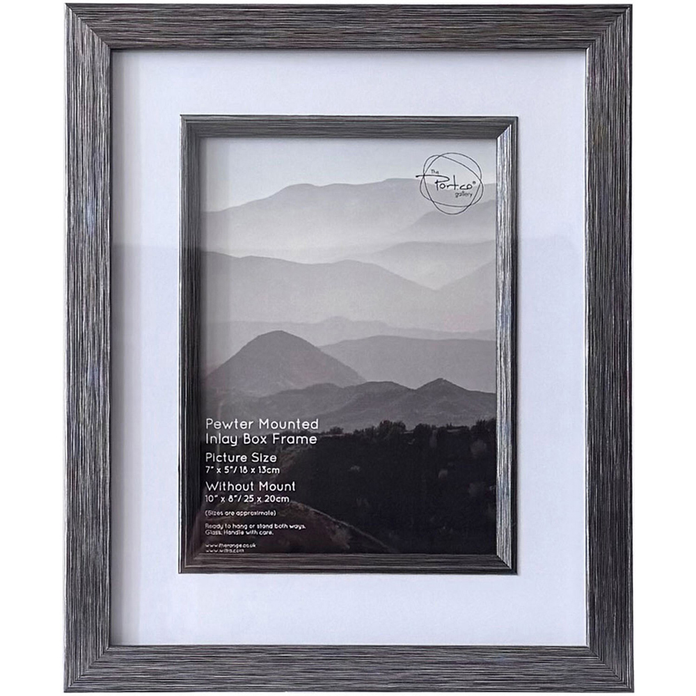 Pewter Mounted Inlay Box Frame Pewter 7 x 5 inch Image 1