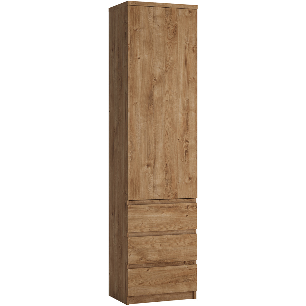 Florence Fribo Single Door 3 Drawer Golden Ribbeck Oak Tall Narrow Wardrobe Image 2