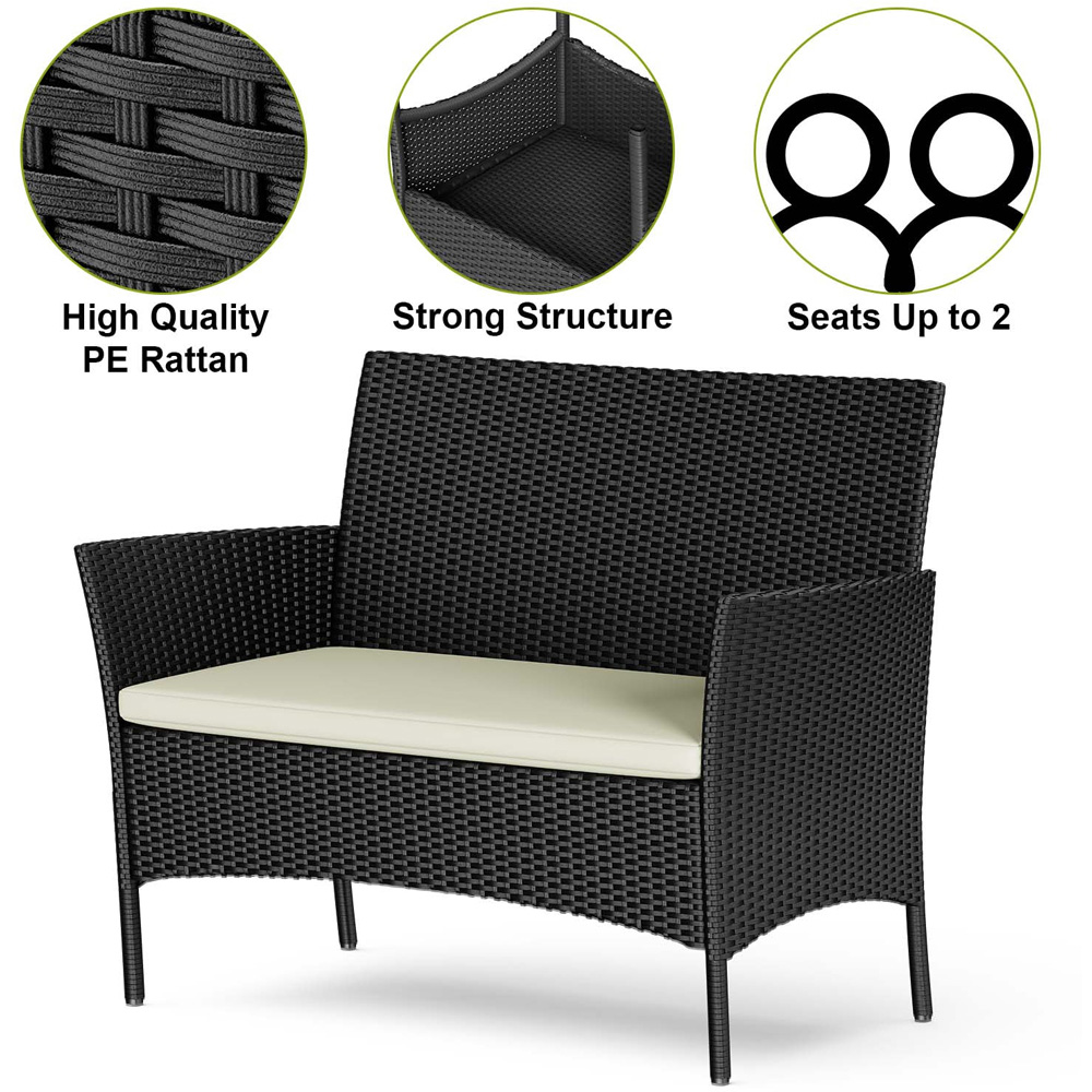 Rattrix 4 Seater Black Rattan Garden Furniture Set with Cushion Image 5