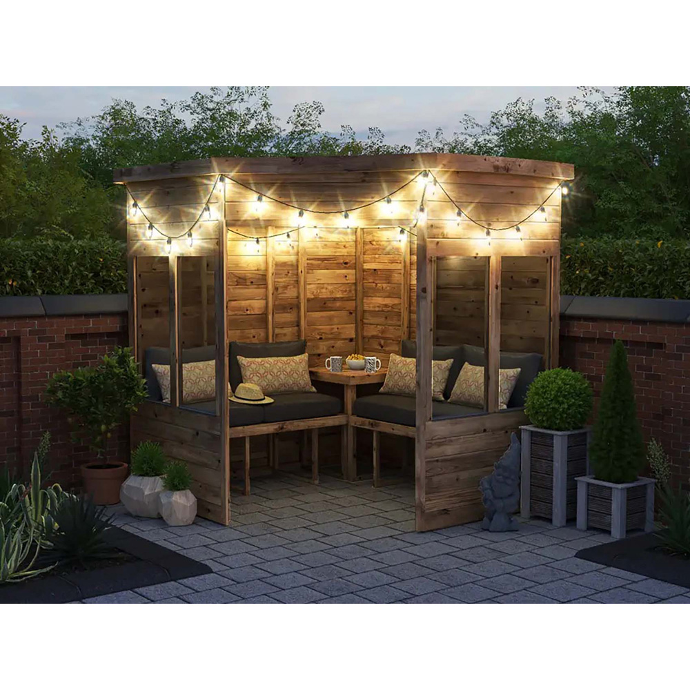 Dunster House Apocallipo 4 Seater 7 x 7ft Brown Pent Corner Arbour with Glazed Panels Image 4