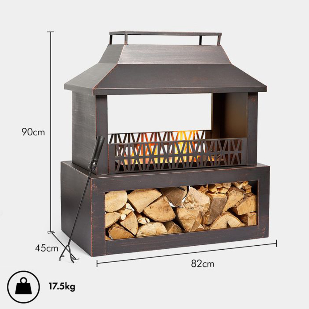 VonHaus Outdoor Fireplace with Fire Poker Image 8