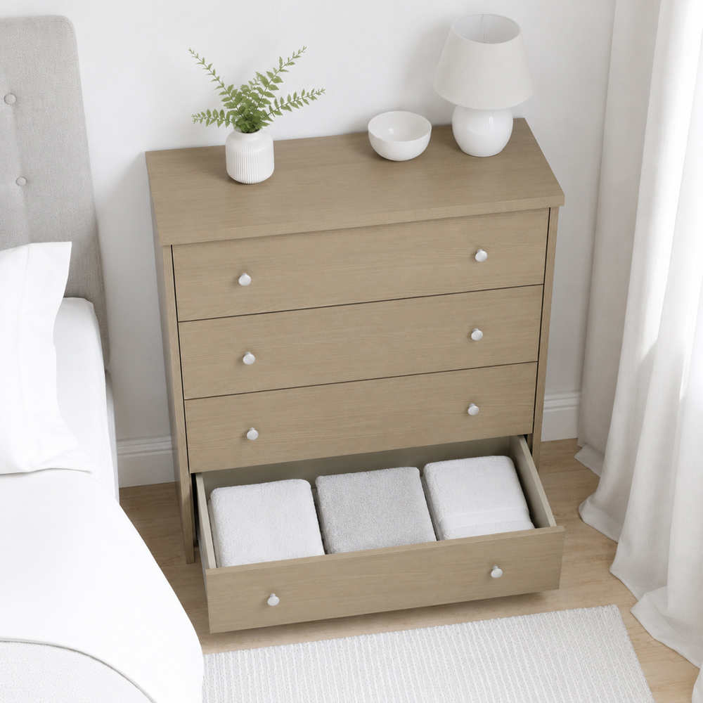 Core Products Freya 4 Drawer Smoked Oak Foil Finish Chest of Drawers Image 4