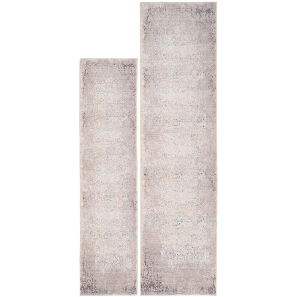 Kukoon Beige Vintage Flat Machine Washable Woven Rug 60 x 240cm Image 2