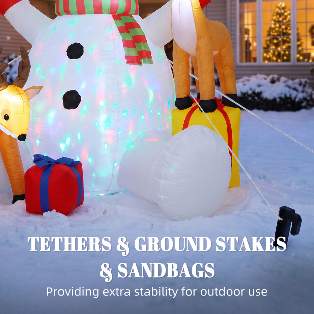 Outsunny 10 LED Giant Snowman with 2 Reindeer Inflatable Outdoor Christmas Decoration 7ft Image 6