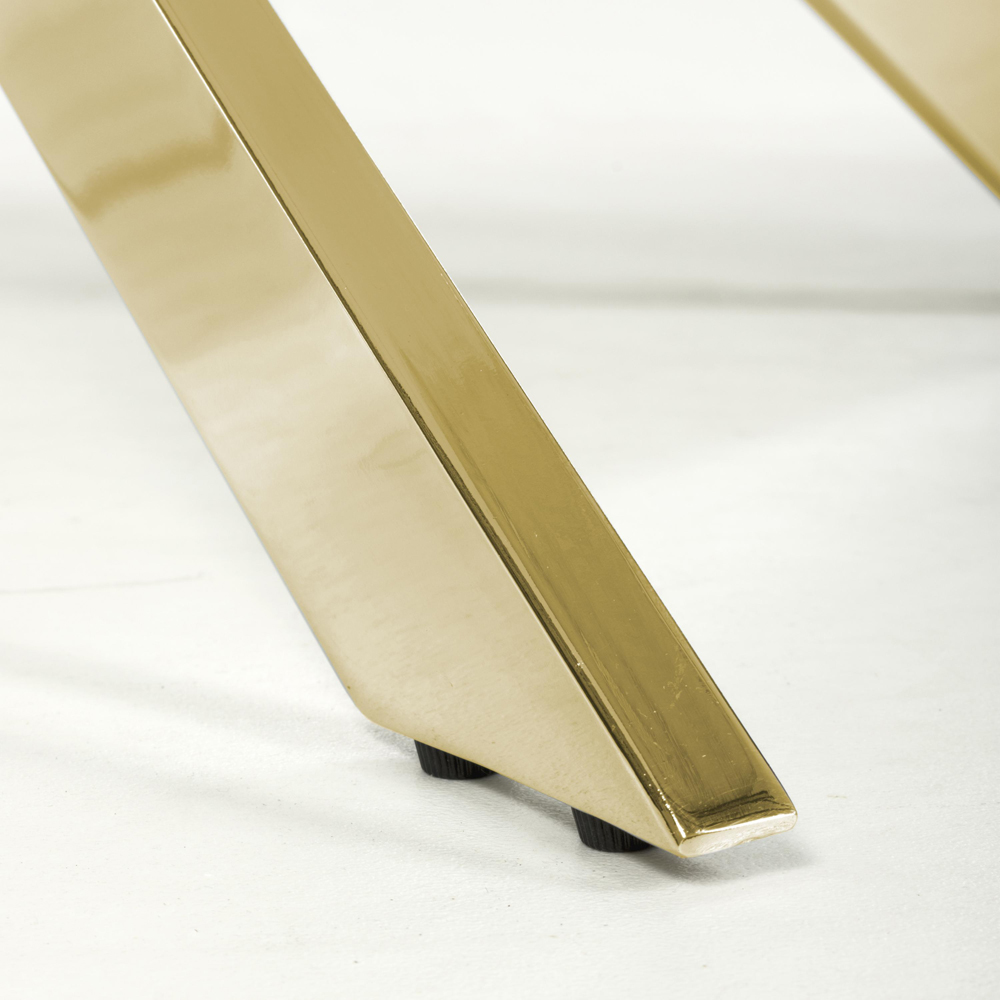 wilko Monaco 4 Seater Marble Glass Dining Table Gold and White Image 6