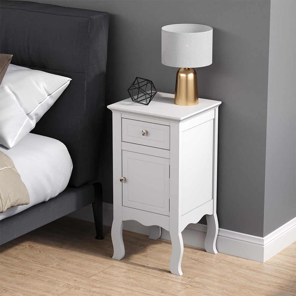 Living and Home Single Door Single Drawer Bedside Table Image 6