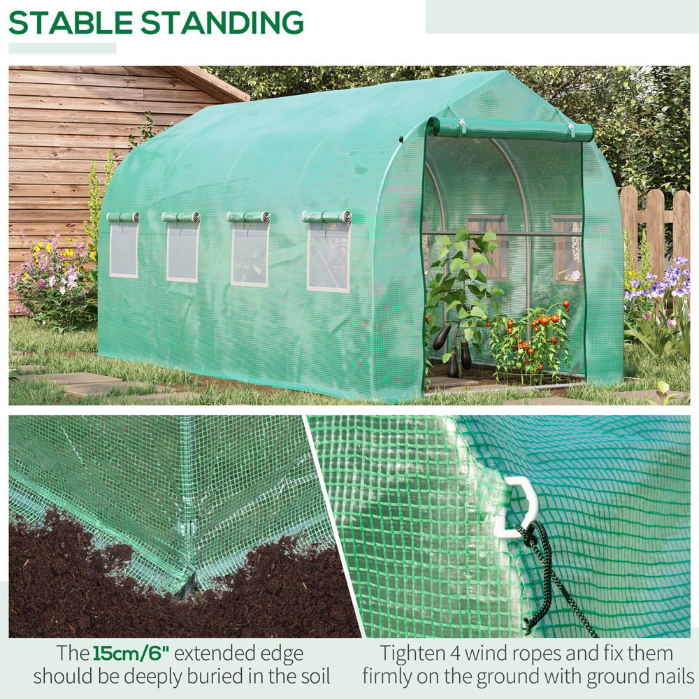 Outsunny Green Steel 13 x 6.5ft Walk In Polytunnel Greenhouse Image 5