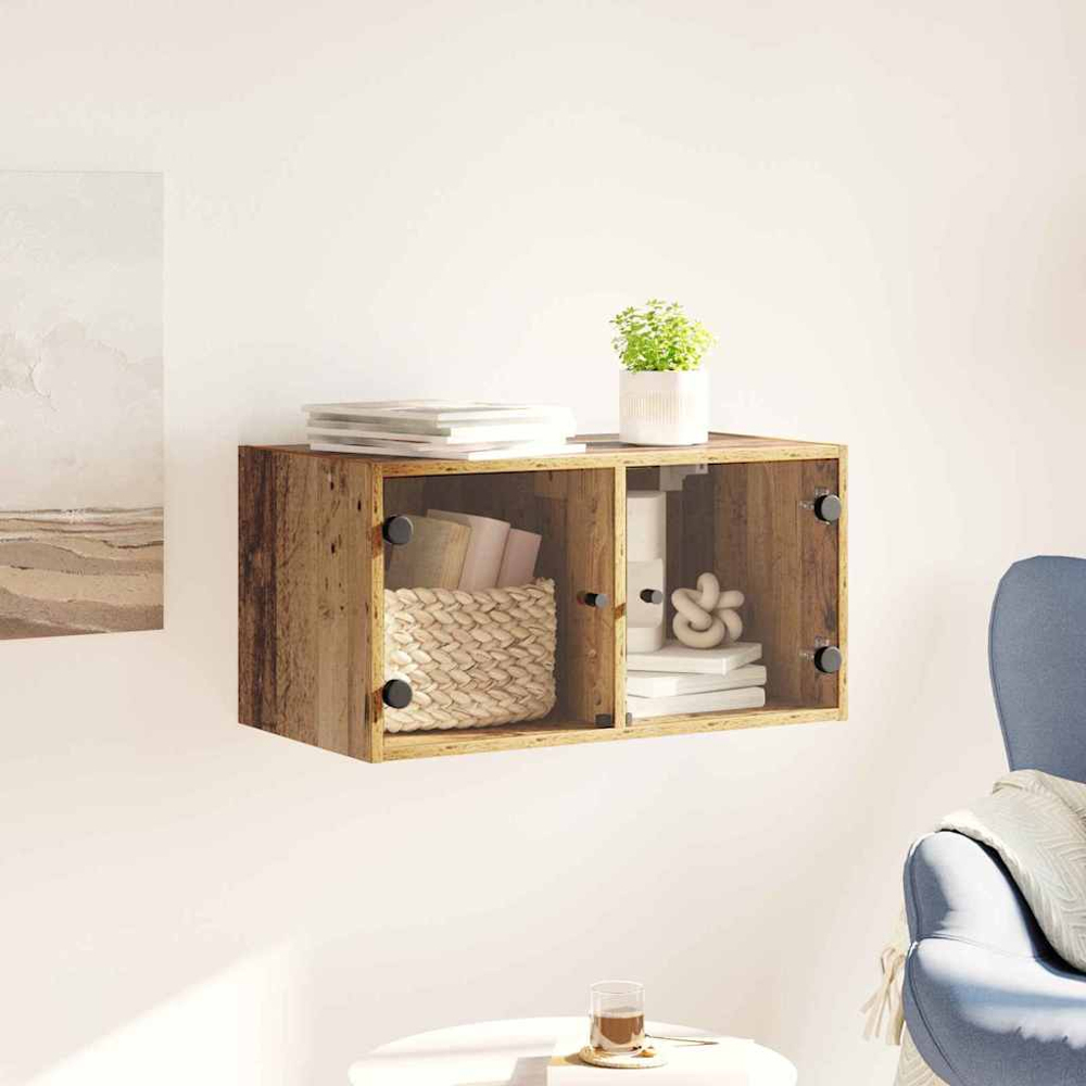 vidaXL 2 Glass Door Old Wood Wall Cabinet Image 9