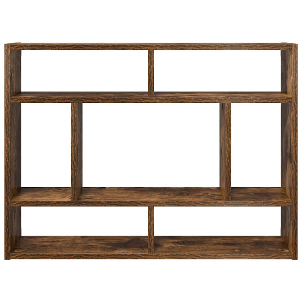 vidaXL 7 Shelf Smoked Oak Floating Wall Shelf Image 4