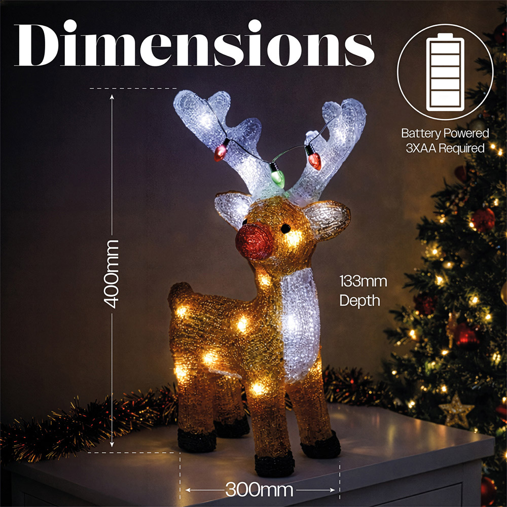 Xmas Haus 21 White LED Acrylic Deer Christmas Decoration 40cm Image 8