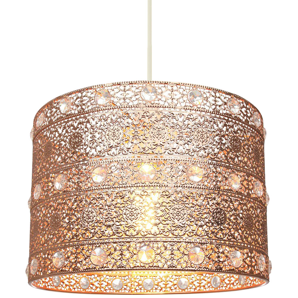 Happy Homewares Polished Copper Acrylic Gem Moroccan Style Chandelier Pendant Shade Image 2
