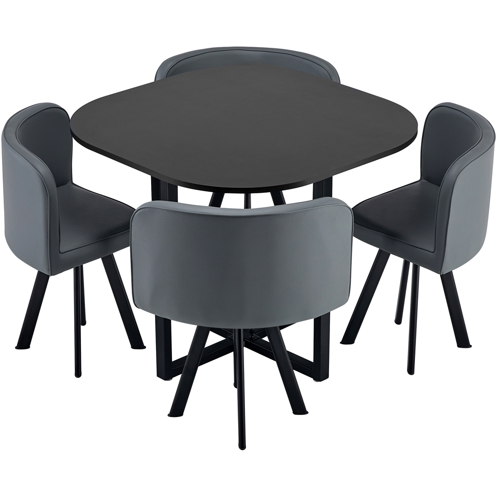 Comfy Living Metal 4 Seater Dining Set Black and Grey Image 2