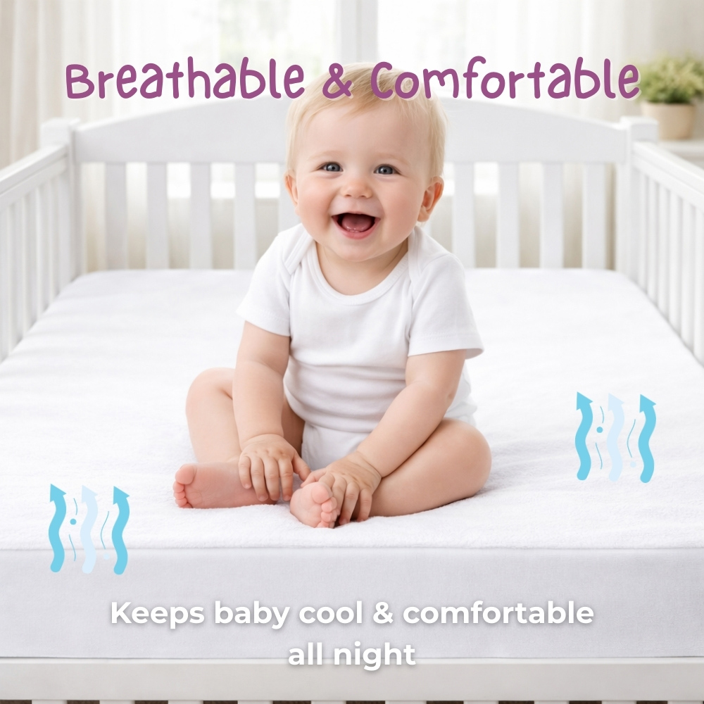 MHG Living Soft Cotton Waterproof Cot Bed Mattress Protector 140 x 70cm Image 3