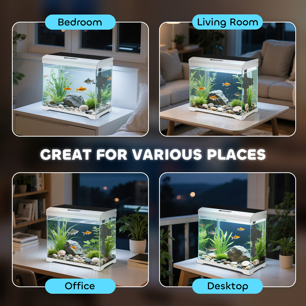 PawHut 27L Glass Fish Tank with Filter System Image 8