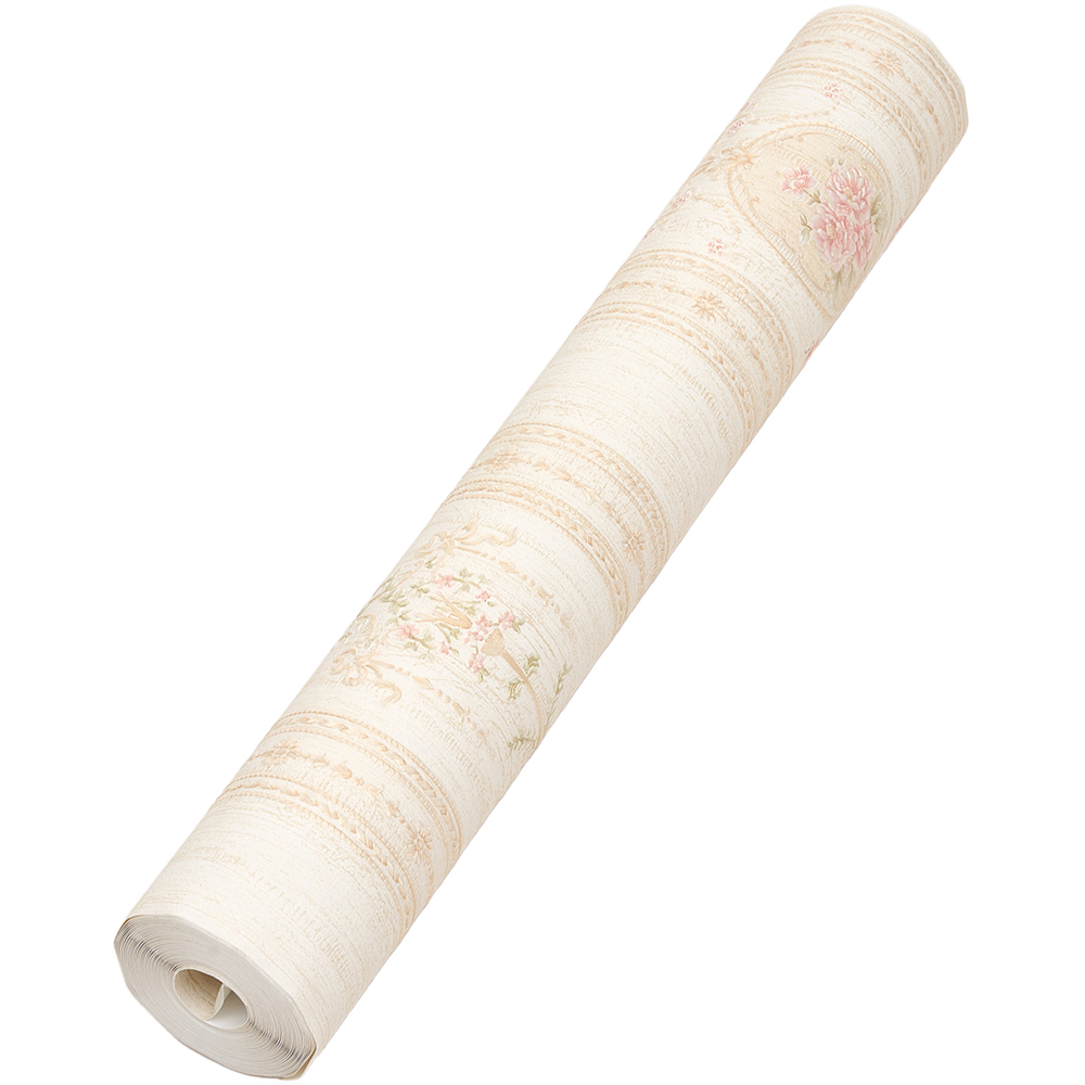 Living and Home Damask Pattern 3D Embossed Light Beige Non-Pasted Non-Woven Vintage Wallpaper Image 3