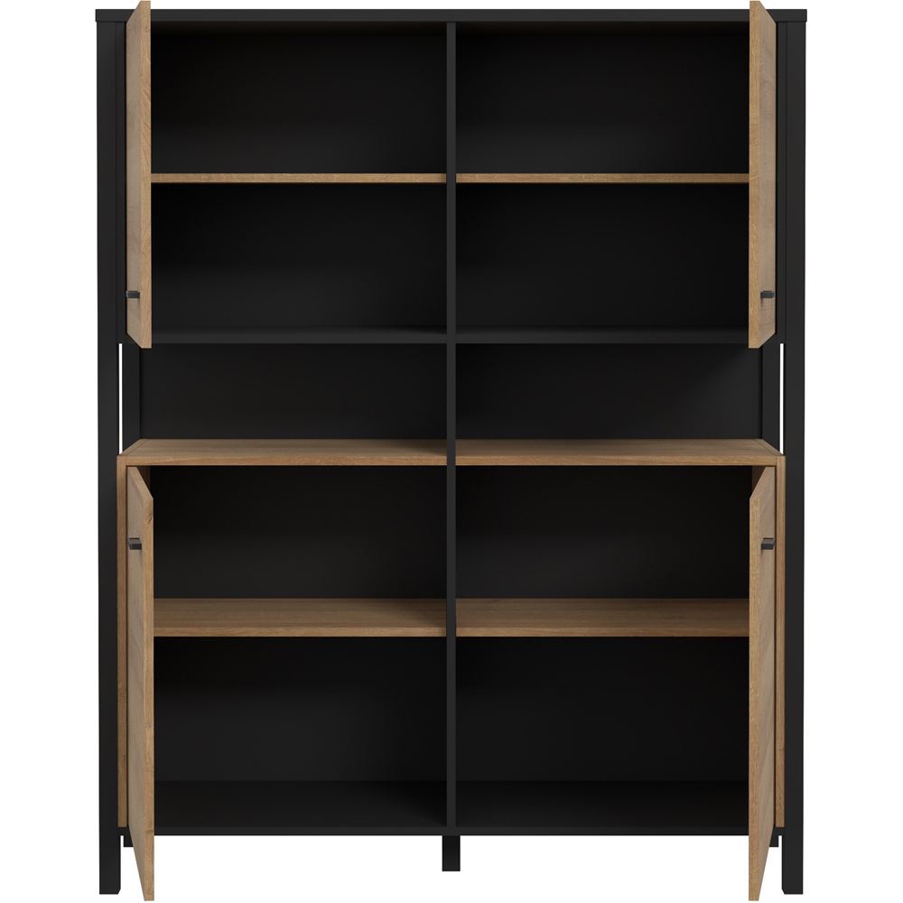 Florence High Rock 4 Door Matt Black and Riviera Oak Storage Cabinet Image 5
