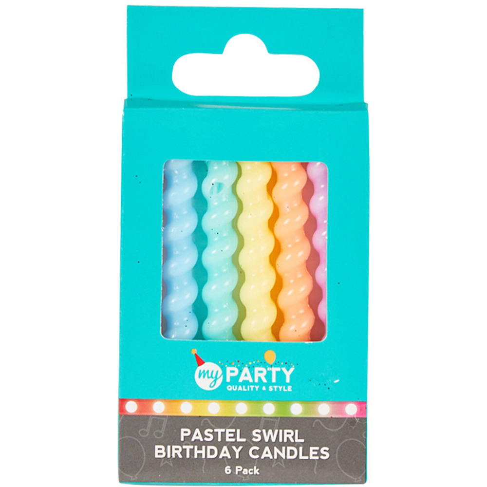 Pack of 6 Pastel Swirl Birthday Candles - Multicolour Image 2