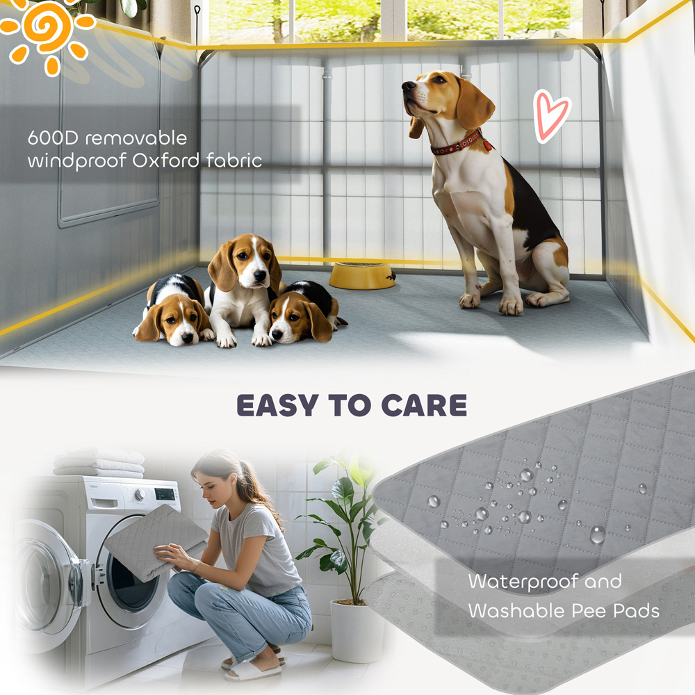 PawHut 7 Panel Whelping Box for Dogs Image 3