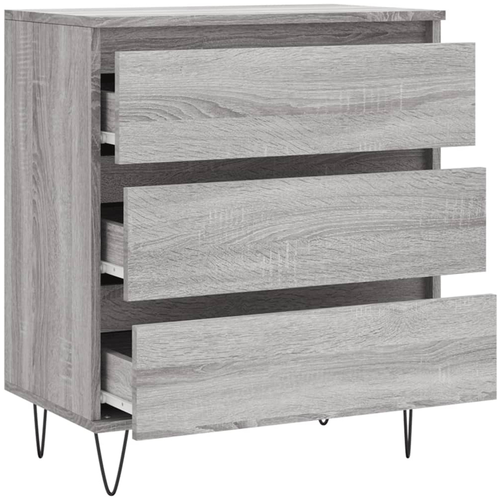 vidaXL 3 Drawer Grey Sonoma Wooden Sideboard Image 6