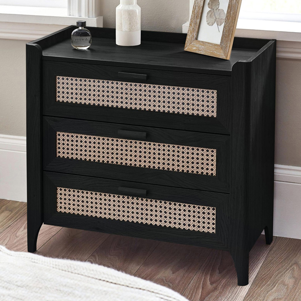 Julian Bowen Sydney 3 Drawer Black Ash Chest of Drawers Image 1