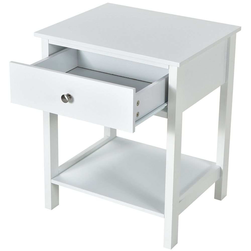 Costway Single Drawer White Wooden Nightstand Set Of 2 Image 2