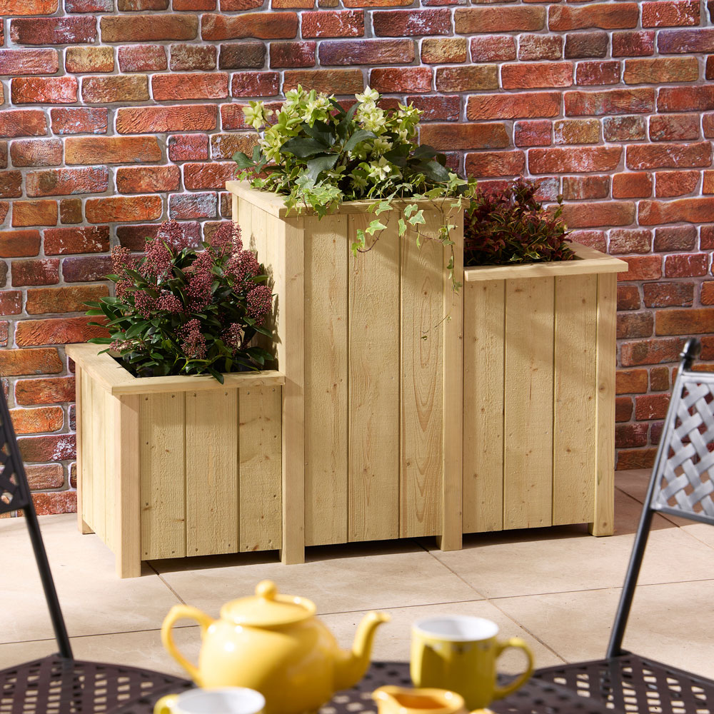 Rowlinson Signature Heritage 3-Tier Natural Wooden Garden Corner Planter 42 x 78.5 x 78.5cm Image 6