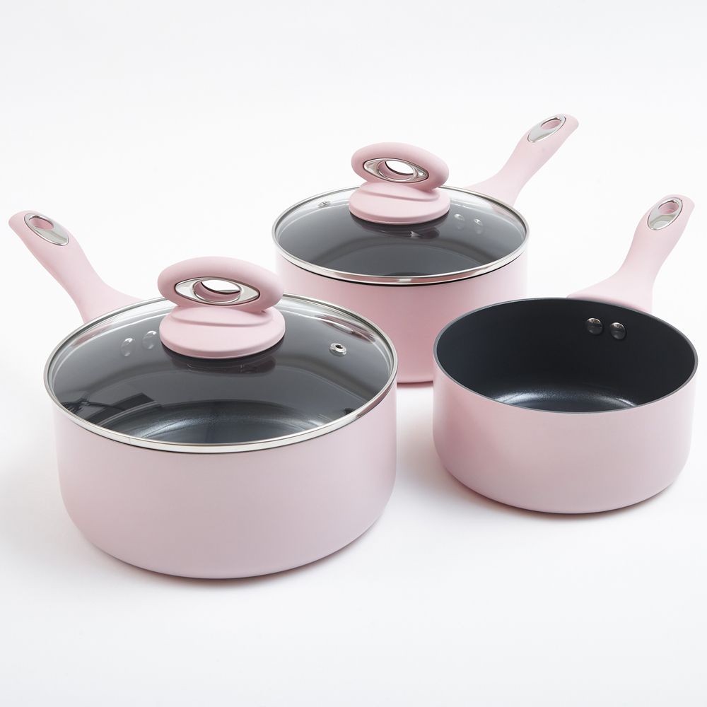 Cermalon Blush Pink Non Stick Aluminium Cookware Set of 5 Image 2