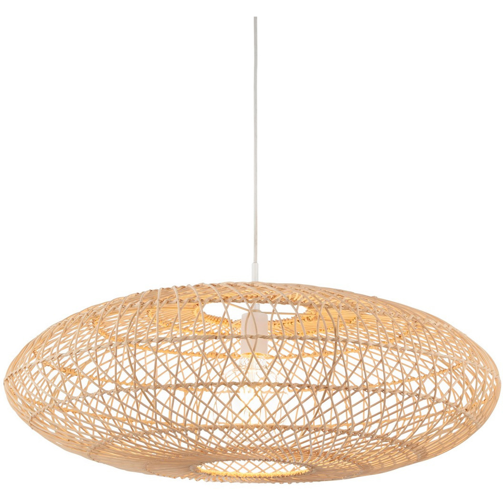 Merano Terni Natural Rattan and Gloss White Pendant Light Image 3