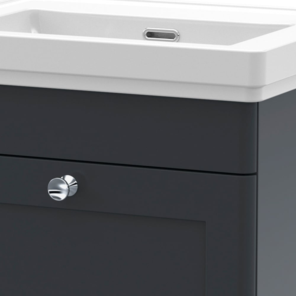 nuie Classique Single Drawer Soft Black Wall Hung Unit and 0 Tap Hole Fireclay Basin 500mm Image 2