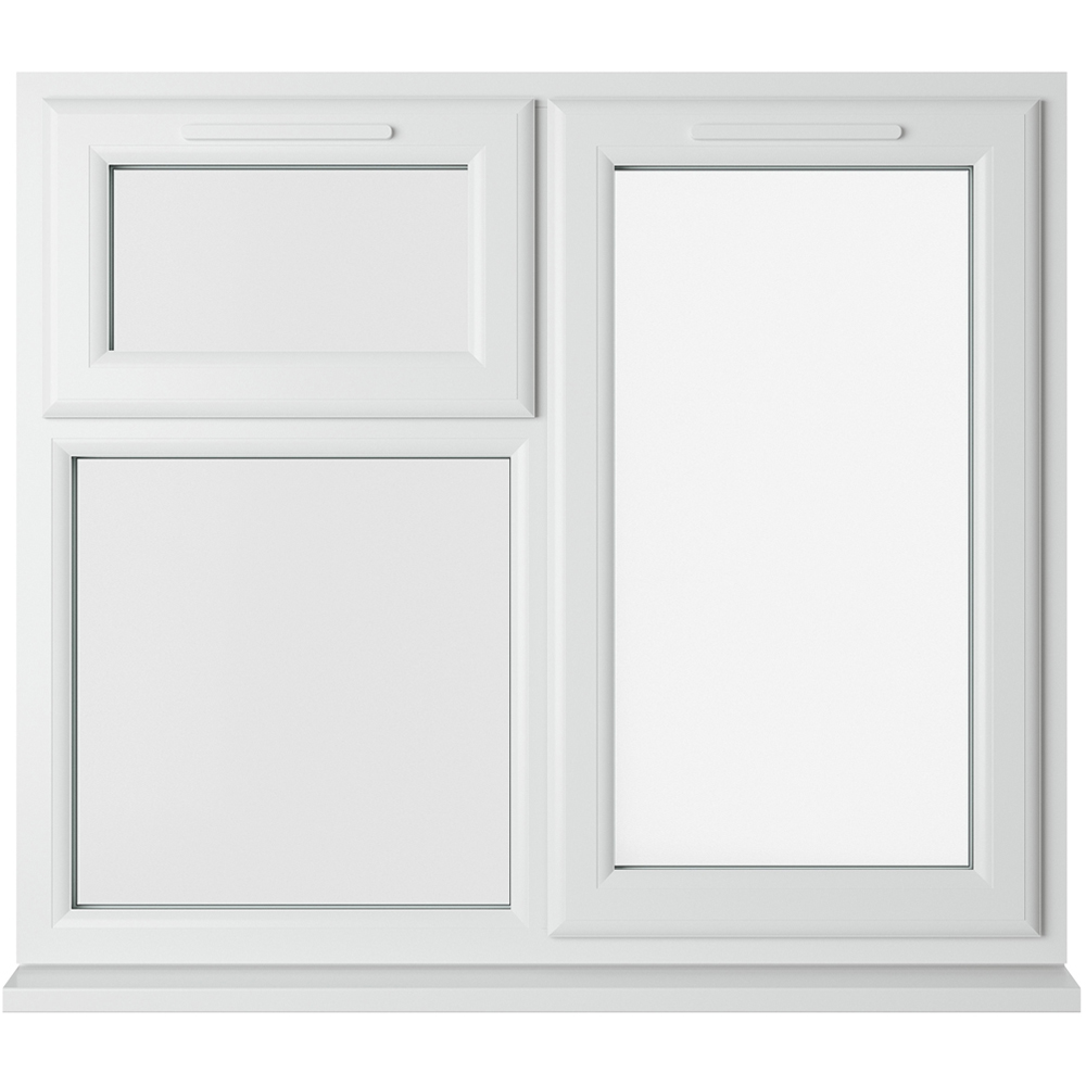 Crystal uPVC Double Glazed Window RH Side Hung and Top Opener White Clear Glass 1190x1115mm Image 1