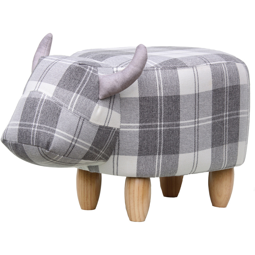 Gardeco Maisie The Grey Tartan Cow Footstool Image 6