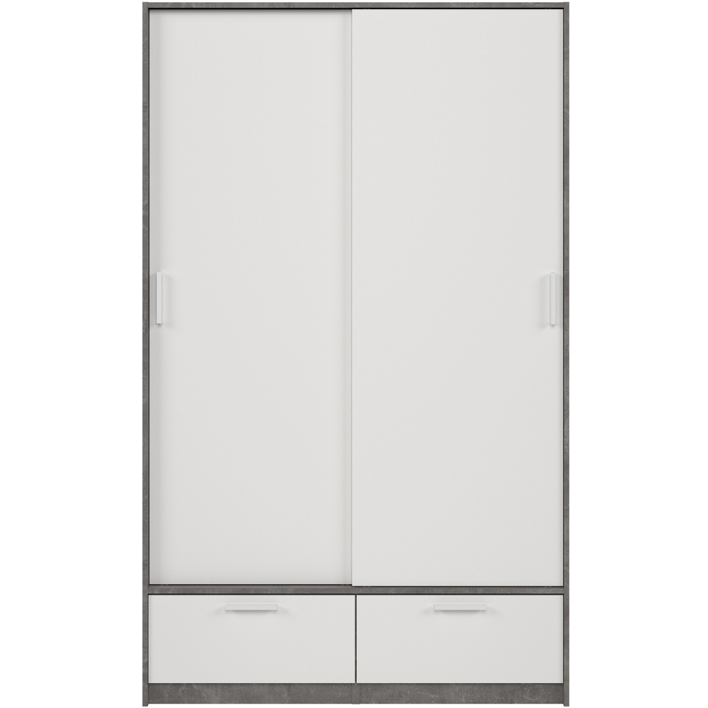 Florence Line 2 Door 2 Drawer White and Concrete Wardrobe Image 3
